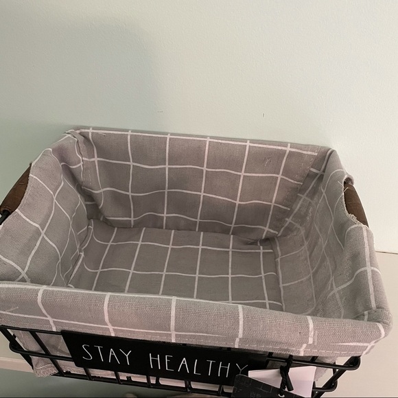 RAE Dunn NWT Stay Healthy Lined Storage Basket Bin - Picture 4 of 6